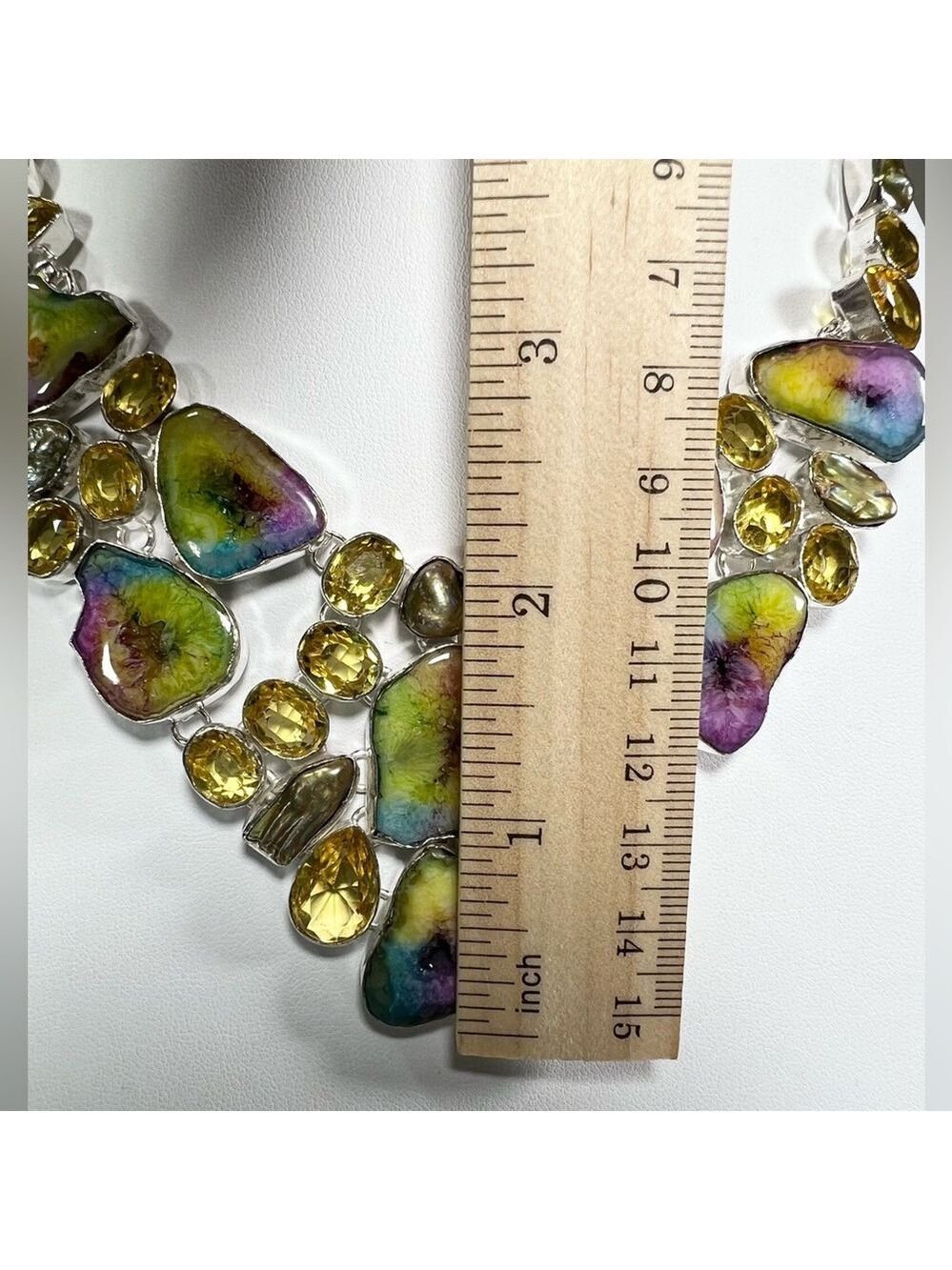Rainbow Solar Quartz 925 Large Gemstone Necklace & Bracelet Set - Picture 7 of 8